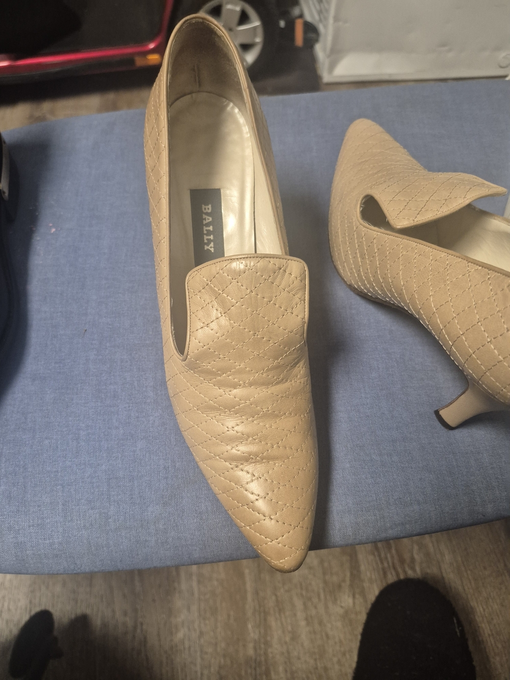 Bally Vintage Tan Quilted Leather High-Vamp Loafer Heels Old Money Corporate - Picture 12 of 12